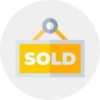 a sold sign on a white background